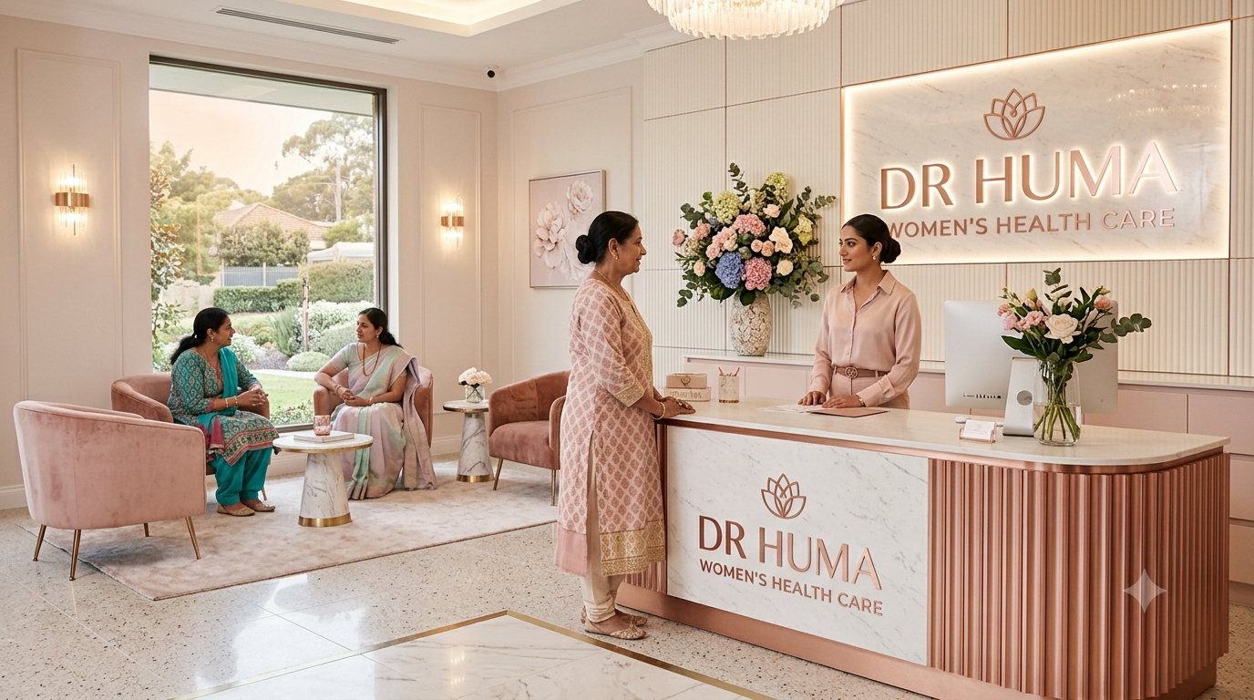 Dr. Huma Women's Health Care reception with patients being welcomed